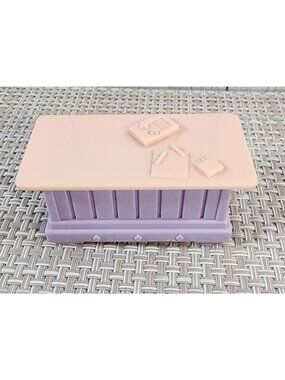 FISHER PRICE LOVING FAMILY TOY BOX CHEST TABLE TOYBOX PINK PURPLE MOLDED TOYS